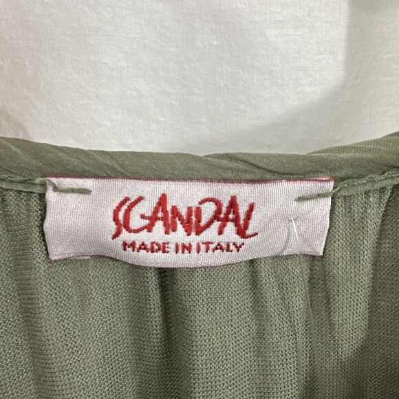 Scandal Italy Juliet Green Silk Blend Crochet Lace Flowy Tie Neck Top Womens O/S - Picture 3 of 13